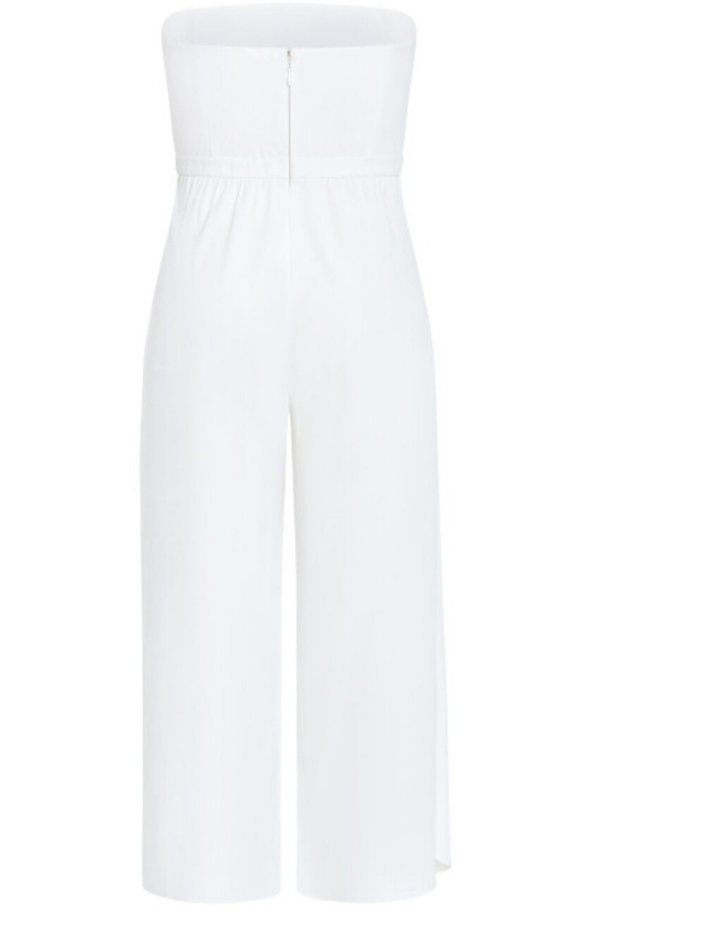 City Chic Ivory Strapless Wide-Leg Jumpsuit with Draped Overlay - Picture 8 of 15